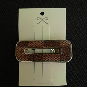 Fashionable Brown square checkered Hair Clip.